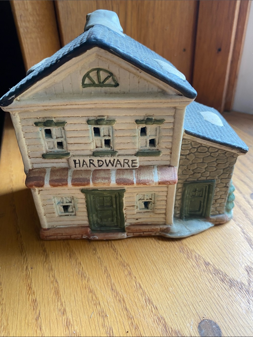 Ceramic Miniature Hardware Store - Cream & Green